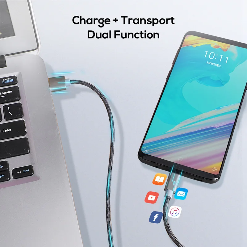 AIFFECT USB Type C Cable Nylon USB C Mobile Phone Cable Fast 2A Charging Wire USB-C Data Sync Cord for Samsung Xiaomi and More 05