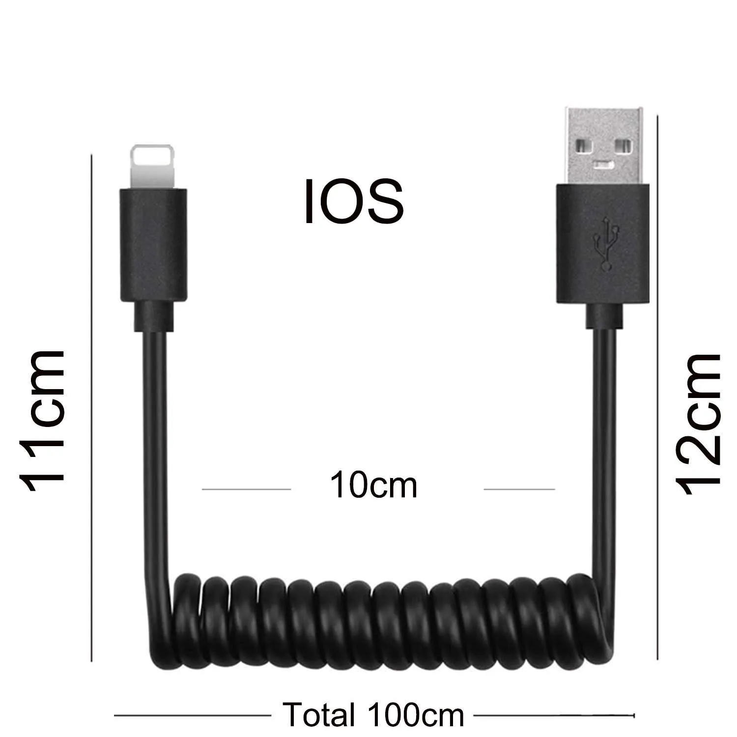 For iphone ipad Data& charger Spring Coiled USB Cable Cord TYPE-C Micro USB For android phone iphone - Цвет: For iphone ipad