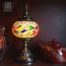 Средиземноморская Ретро Турецкая мозаика стеклянная настольная лампа ручной работы красочное стекло светодиодный настольная лампа спальня кабинет прикроватный Богемия Арт Деко