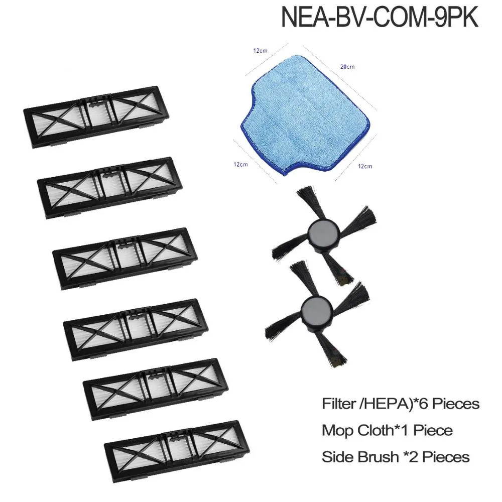 9X HEPA фильтр 2X боковая щетка для Neato Botvac D3 D4 D5 D6 D7 D70 D75 D80 D85 подключен Botvac 75e 80 85 ЩЕТОЧНЫЕ фильтры части - Цвет: 9pcs