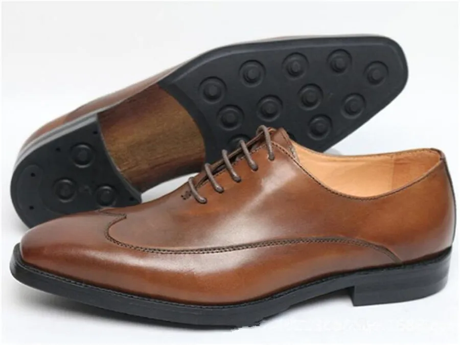 В европейском и американском стиле деловые мужчины ручной работы кожаные туфли мужские кожаные с квадратным носком на шнуровке на низком каблуке shoes2018