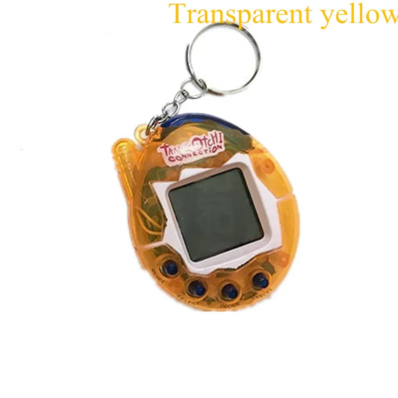 Забавные электронные питомцы игрушки 90S ностальгические 49 домашних животных в одном виртуальном кибер домашних животных игрушка детский подарок на день рождения - Цвет: Transparent yellow