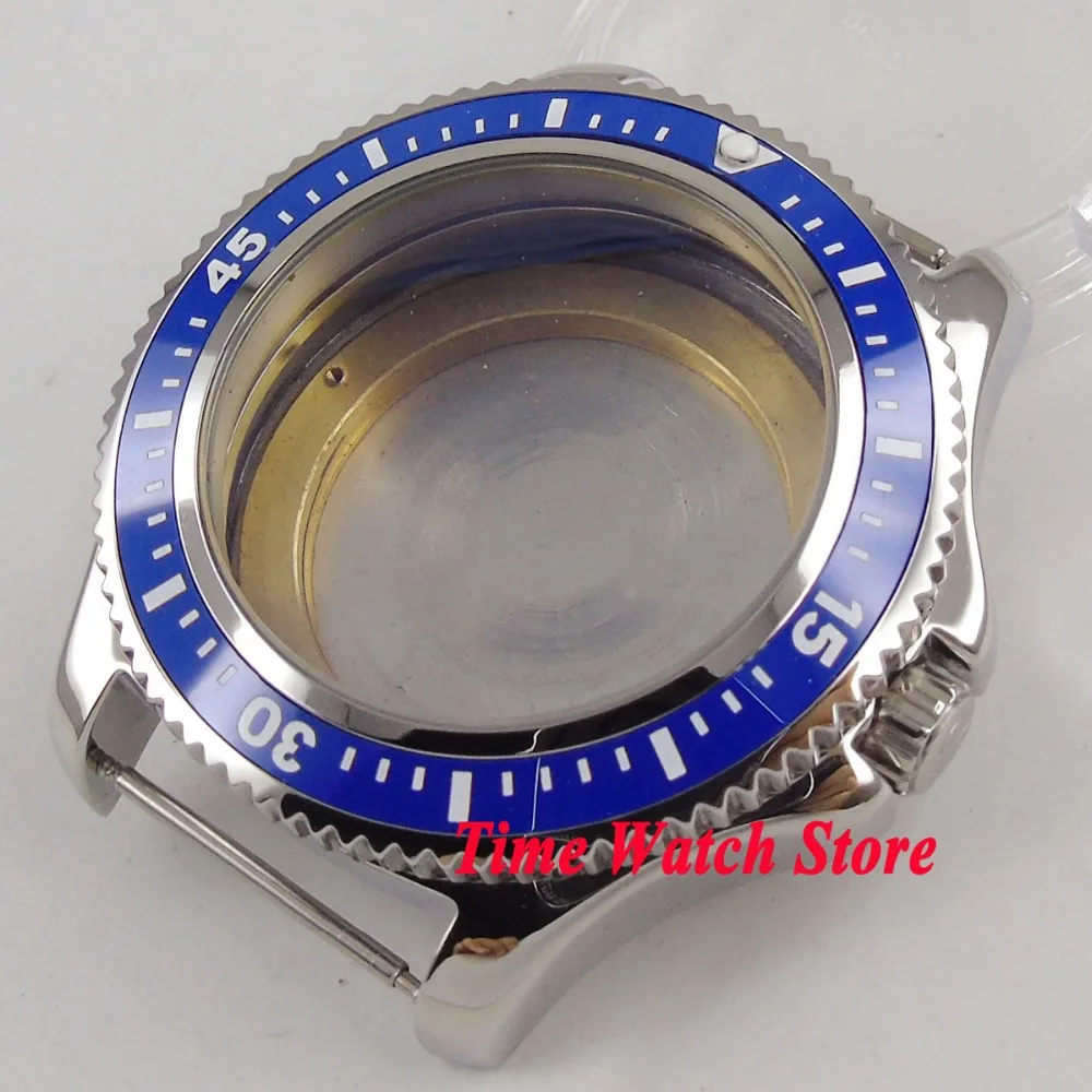 

44mm blue ceramic bezel 316L stainless steel Watch Case fit ETA 2836 DG2813 3804 MIOTA 8215 8205 821A movement C11