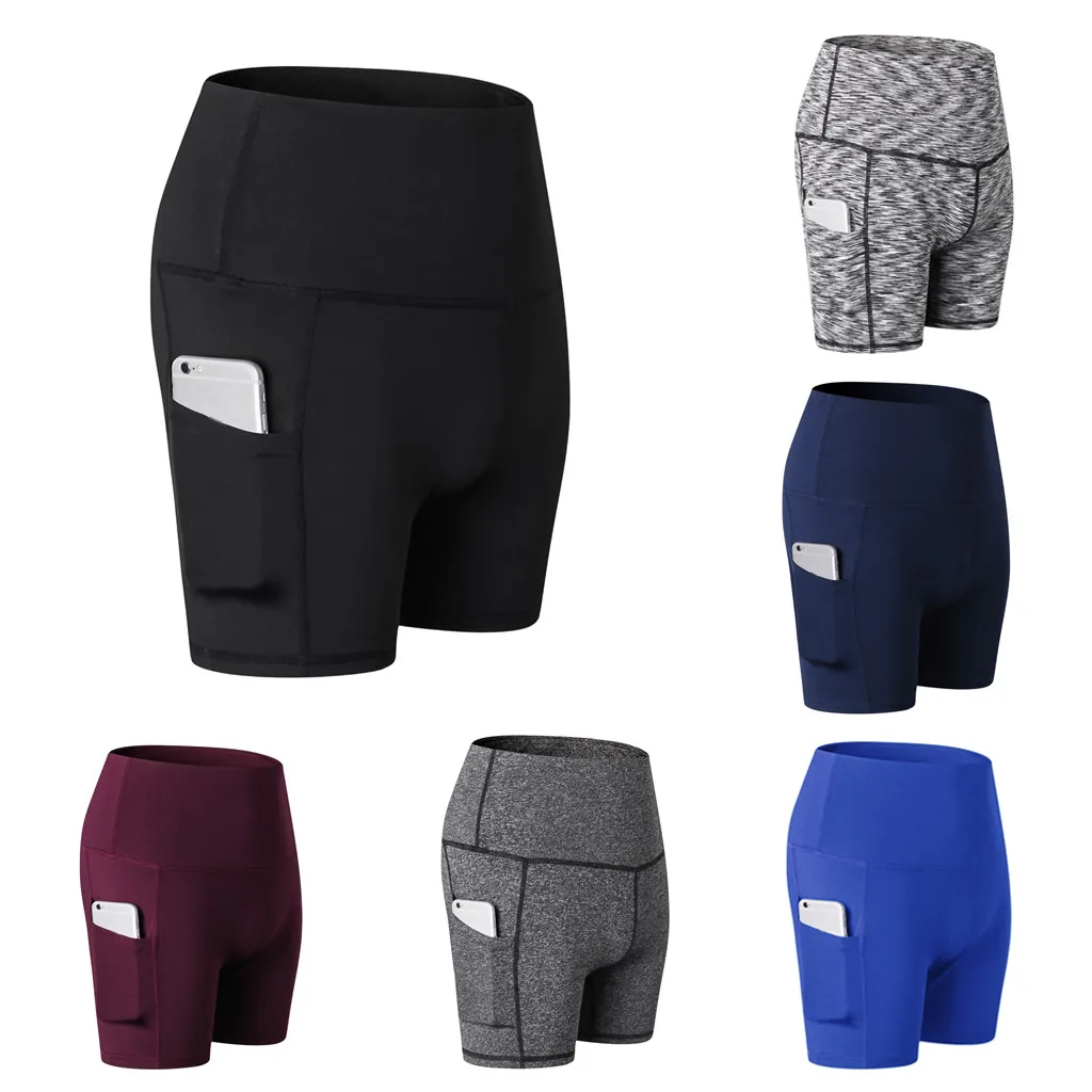 

2019 Women's High Waist Yoga Short Abdomen Control Training Running Yoga shorts leggings fitness feminina sportkleding vrouwen