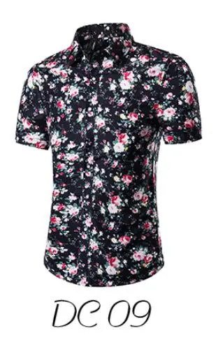 Новинка, гавайская Мужская Повседневная рубашка с коротким рукавом, деловая приталенная рубашка с коротким рукавом, Мужская брендовая Модная рубашка с принтом - Цвет: DC09