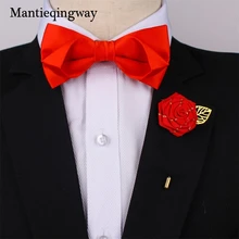 Mantieqingway официальная Мужская брошь-Бант Набор для мужских костюмов сплошной цвет галстук-бабочка из полиэстера нагрудные булавки для свадебного галстука
