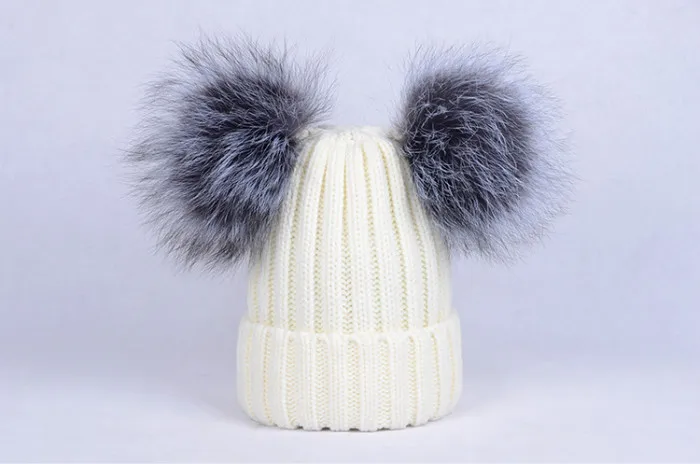 White Coral velvet NGSG зима съемный меховой pom шапочка cap для подростков мальчиков унисекс милые Лыж Череп ребенка Шапки женские Зимние флисовые вязать шляпа - Цвет: White Coral velvet