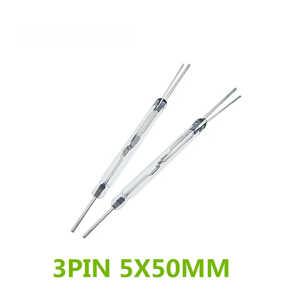 

5PCS Reed Switch 3 pin Magnetic Switch Normally Open and Normally Closed Conversion 8X50MM White