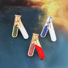 Tubo de teste de três cores cristal garrafa broche tubo de teste científico balão ferramentas crachá estudante médico graduação presente médico