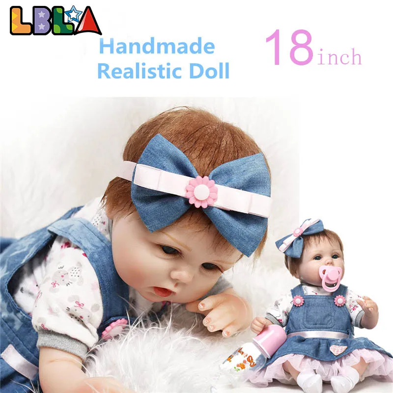

18 inch Handmade Reborn Baby Dolls Silicone Vinyl Newborn Girl Babies Lifelike Realitic Kids Toys Play with Skirt Suit