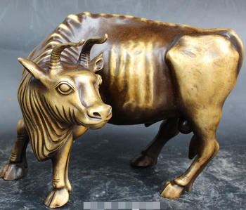 

WBY bir 006157 12"Chinese Fengshui Pure Bronze Cattle Oxen Bull Bullfight buffalo Animal Statue