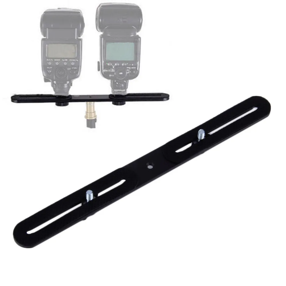 

Universal Dual Flash Bracket Holder with 2 Adapter Screws For 1/4 Inch Screw Hole Studio Tripod Light Stand Digital SLR Camera