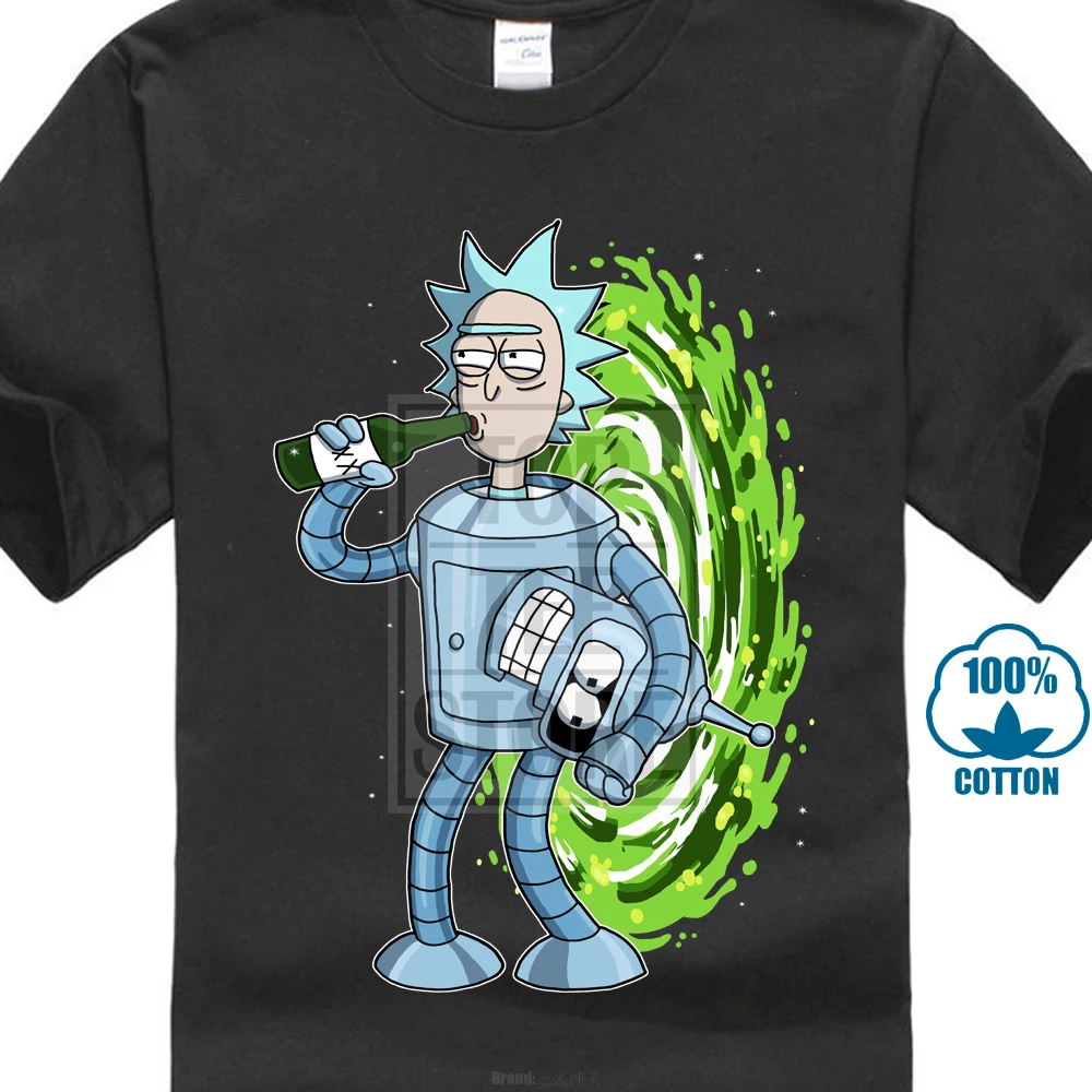 

Rick And Morty Futurama Combo Rick Sanchez Bender New Cotton T Shirt S 5Xl 100% Cotton Men Women T Shirt Tees Custom
