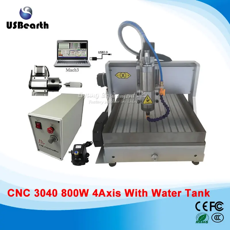 

4 Axis CNC 3040 Router Engraver Engraving Cutting Machine CNC 3040 800w, water tank