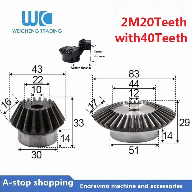 2 шт. 1:2 коническая шестерня 2 модуля 20 зубьев отверстие 10 мм+ 40 зубьев внутреннее отверстие 12 мм 90 градусов привод коммутации сталь шестерни s