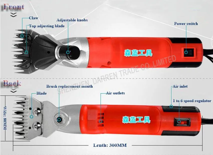 110 В/220-240 В 500 Вт 0-2400 об/мин 80 мм Электрический Нож для овец ножницы для стрижки овец шерсть ножницы машина