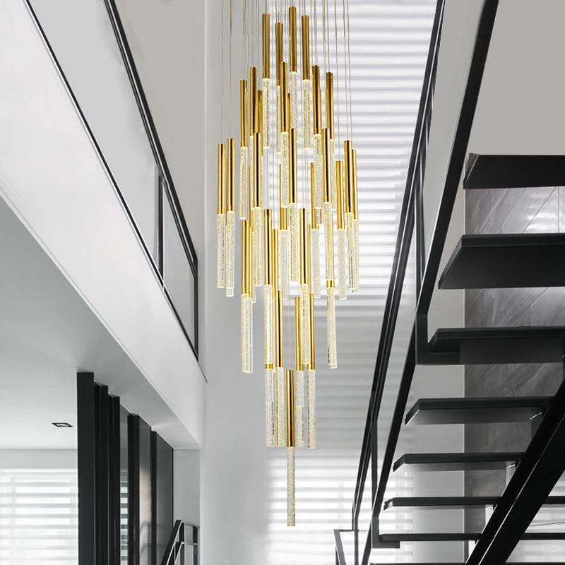 Youlaike светодиодный светильник-Люстра для лестницы, золотое украшение для дома, спиральный дизайн, хрустальный светильник, роскошный светильник для гостиной, светильники