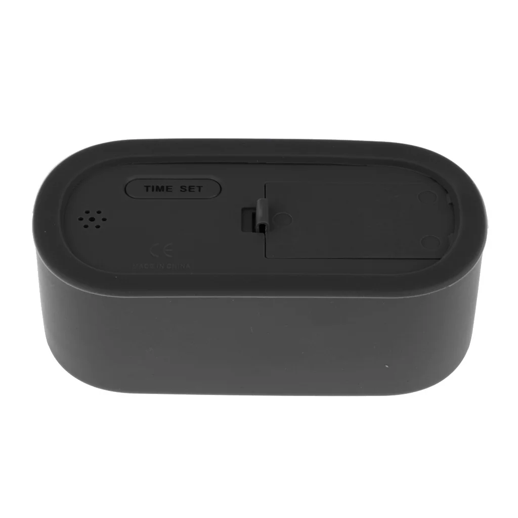 Electronic Snooze Digital LCD Large Screen Silicone Desktop Home Travel Alarm Clock Progressively Louder Wake Alarm Clock Black