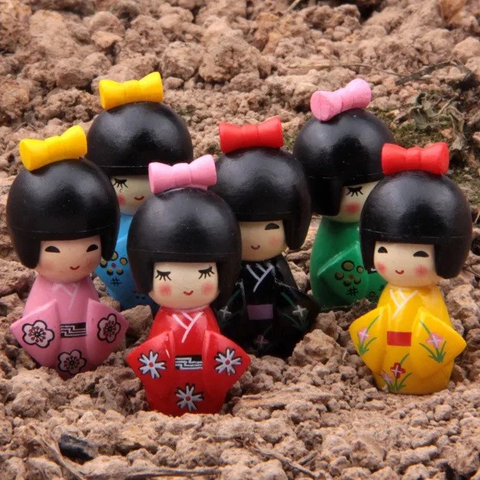 3 см случайное кимоно девушка пейзаж кукла украшения DIY модель милая фигурка Модель Коллекция игрушек украшение