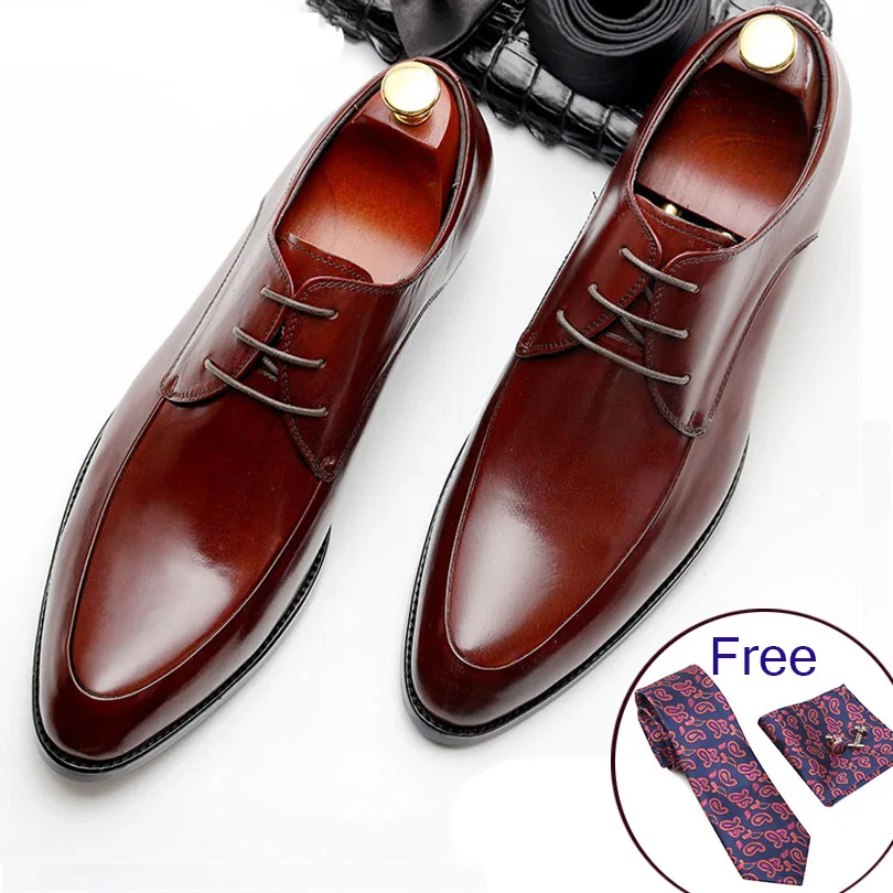 Mens Bullock Genuine Leather Shoes Luxury Brand Black Men Party Wedding