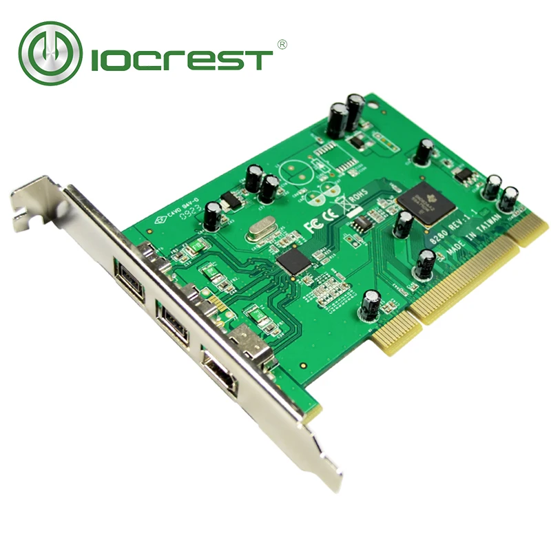 

IOCREST PCI to combo 2 port 1394B 9pin and 1 port 1394A 6 pin IEEE 1394 firewire expansion card TI8280 chipset
