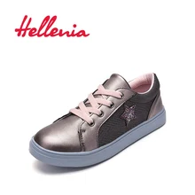 Hellenia 2019 Children Canvas Shoes Girls Sneakers Breathable Spring lace up Kids Casual Shoes Students zip grey pink size 31-35