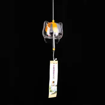 

Japan Style Handpaint Glass Wind Chimes Cat Pattern Wind Bells DIY Gift Home Garden Office Hanging Decorations with Pendant Card