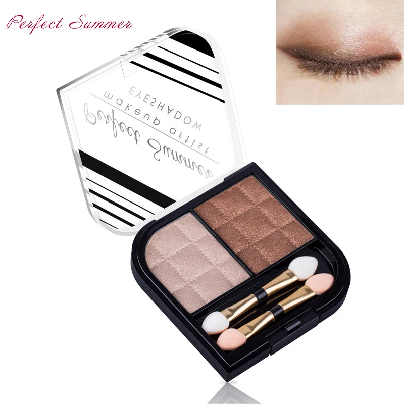 

2 Colors Makeup Eye Shadow Palette Brand Brighten Makeup Cosmetics Set Glitter Shimmer Baked EyeShadow Christmas Gift