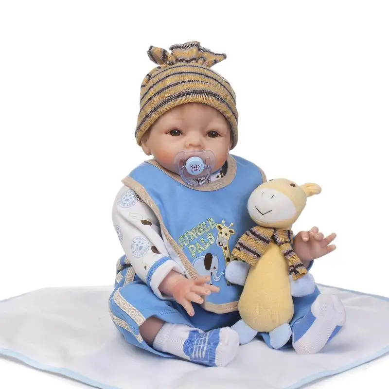 

NPK alive doll reborn 22" soft silicone reborn dolls for children gift giraffe clothing boy dolls bebe alive reborn bonecas