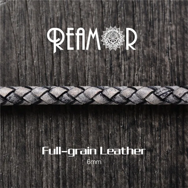 REAMOR Classic 316l Stainless Steel Roman Warrior Helmet Genuine Leather Bracelet For Men Charm Jewelry Handmade Wristband Gift - Окраска металла: Retro Gray