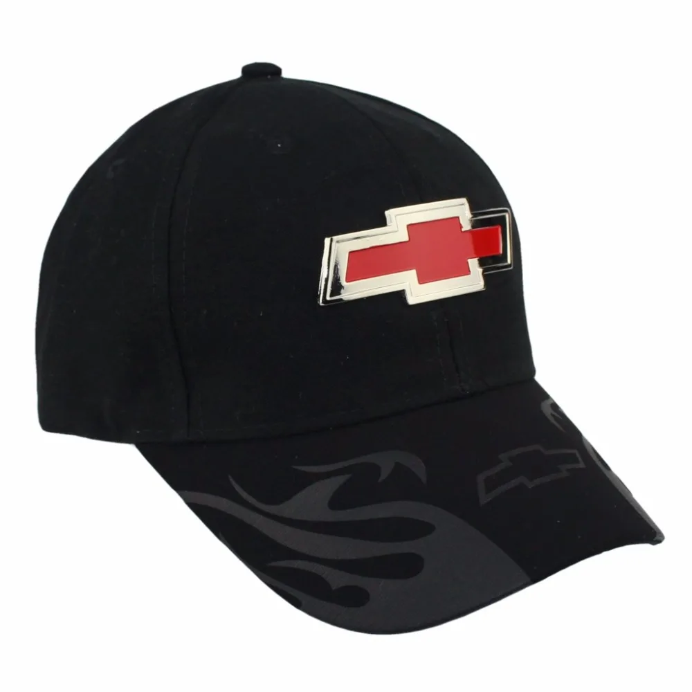 Chevrolet Cap Red Metal Badge Brand Car Logo 100% Cotton Solid Black Color Fashion Driving Baseball Hat NOT Adjustable