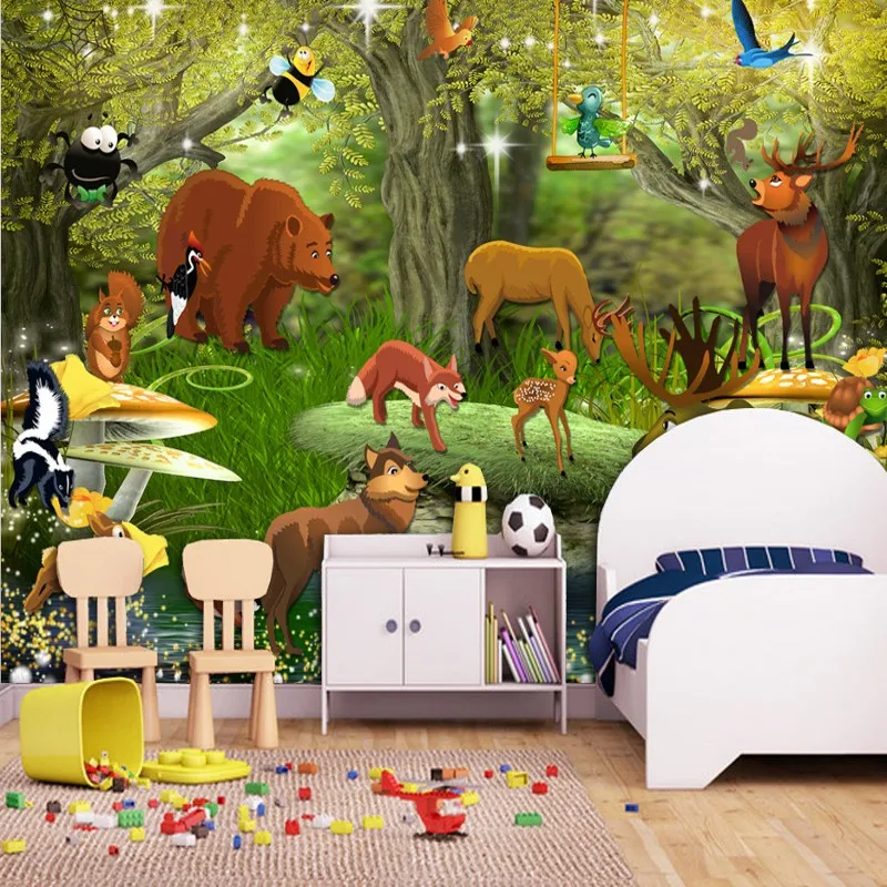 Foto Kustom Wallpaper Hutan Mobilisasi Hewan Kartun Anak Anak