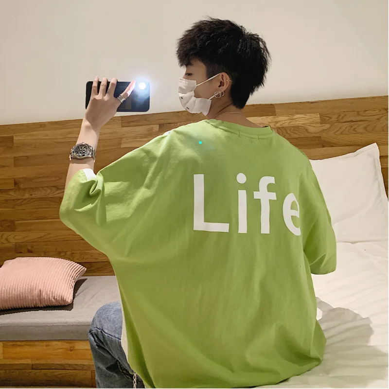 

Men's T-shirt new summer 2019 slim leggings monographic short sleeve T-shirt loose casual fashion round-neck youth men's wear