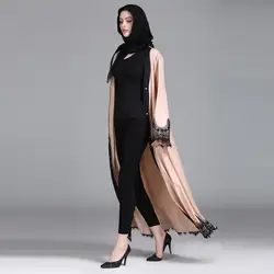 Новый Абая в Дубае платье мусульманский халат Паранджа мусульманские, исламские женщины костюмы кружево Сращивание длинное пальто
