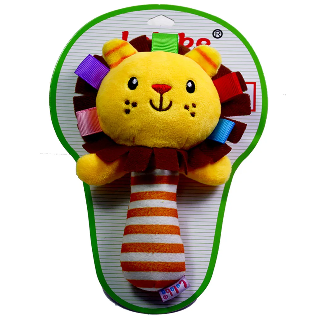 Cartoon Lion Animal Plush Toy Baby Kids Handbell Hand Bell Rattle for Infant Toddlers Children Bed Bedtime Toys