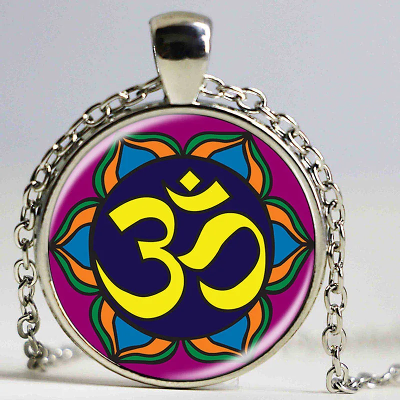 

Handmade Kaleidoscope Buddhism Mandala Necklace Art Glass Dome Vintage Neon Blue Pink purple green Mandala boho pendant