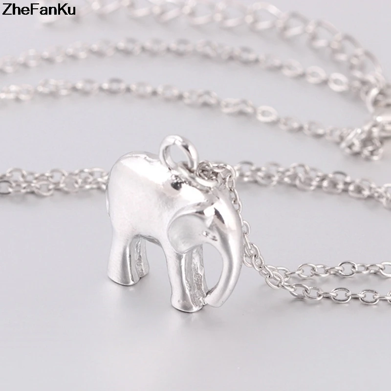 

1pc 2018 Fashion Cute Elephant Pendant Necklace Silver Color Girls Woman About 41+5CM Dropship