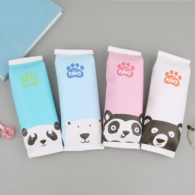 

New Cute Cartoon Animals Multi Color PU Leather Panda Pencil Case Waterproof Pencils Bag Stationery Student Supplies Gift