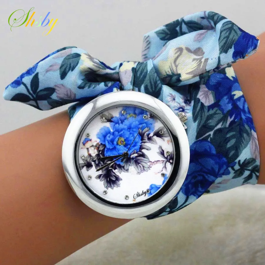 Best Offers Dress Watch Clock Cloth Flower Fabric Sweet Fashion Women Ladies High-Quality Shsby m61Z7KMd