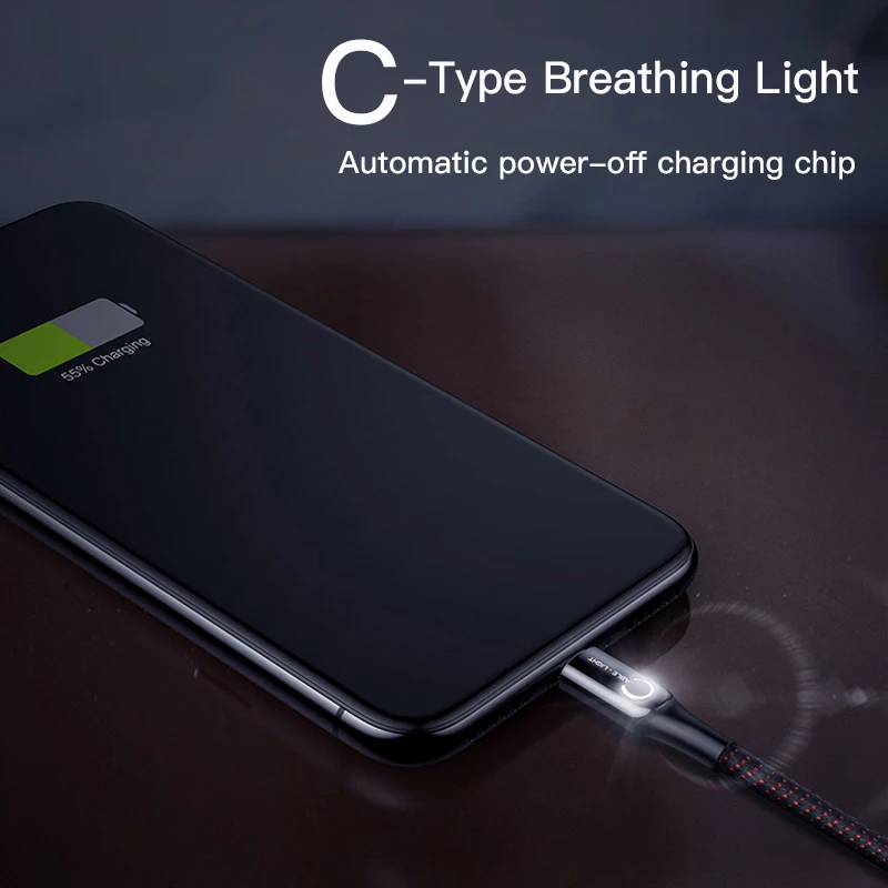 Baseus Smart power Off usb type C кабель Поддержка 3A Quick Charge 3,0 для samsung galaxy note 9 s9 one plus 6 type C телефонные устройства