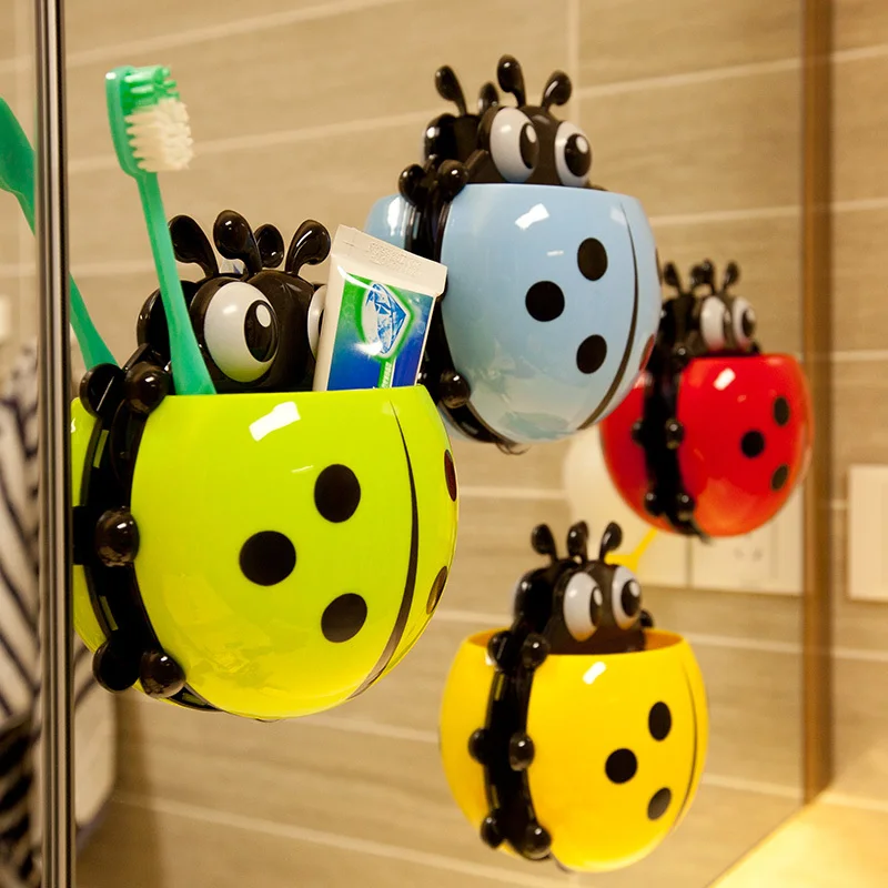 

Cartoon multicolour Coccinella septempunctata toothbrush holder wall combination set suction cup storage