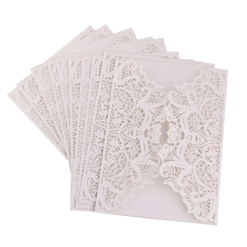  Ochine 10 Pcs/Set Laser Cut Butterfly Vertical Invitations Cards Kits For Wedding Bridal Shower Chr - 33049813304