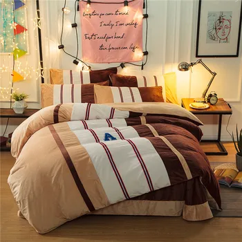 

High Quality Duvet Cover 4 pcs Queen King Size Set of Bed Linen winter Luxury Bedding Set soft fannel Bed Linen Bedclothes