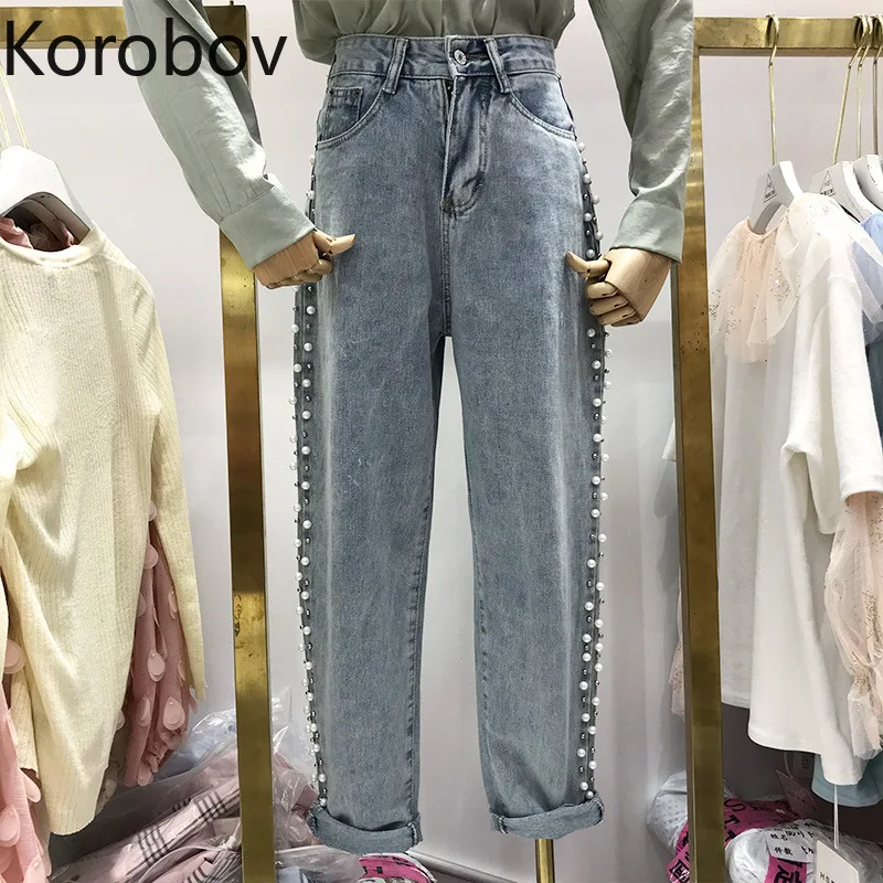 Коробова в Корейском стиле модные женские туфли джинсовые штаны двойной брюки-клеш с вышивкой узкие брюки Молния Fly Vogue женские джинсы 77913