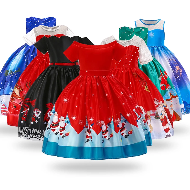 

Print Girl Dress 2018 Winter Wedding Kids Dresses For Girls Costume Clothes Party Tutu Dress Princess Christmas Dress 3 10 Years