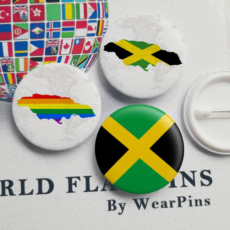 Jamaica флаг карта жестяные кнопки значки ЛГБТ гей радуга гордость значки|Броши| |