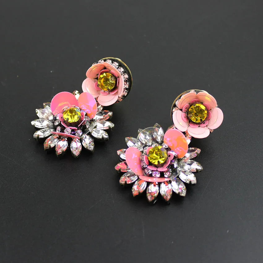 Новые хрустальные цветы красочные винтажные роскошные высококачественные женские подарки милые серьги женские серьги 658
