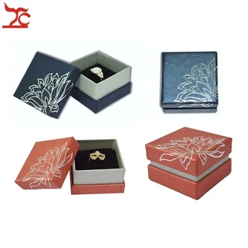 Wholesale 48Pcs Jewelry Display Ring Box Blue Flower Paper Ring Package Box 5*5*3.5cm Red Paper Ring Gift Organizer Storage Box