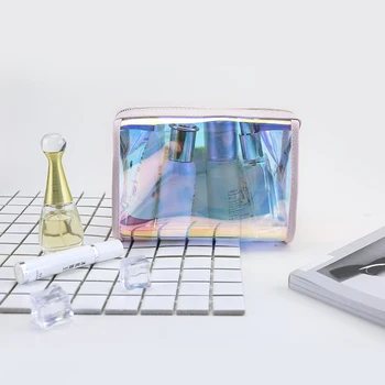 

Fashion Transparent Cosmetic Storage Bag Laser Dream Traveling Wash Bags Multi-function Cosmetic Makeup Tool Organizer For Women