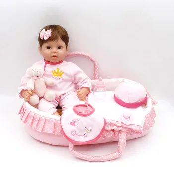 

2019 New Arrival Doll With Pink Clothes Silicone Cotton Body Adora Lovely Dolls Basket Blanket Bonecas Dolls